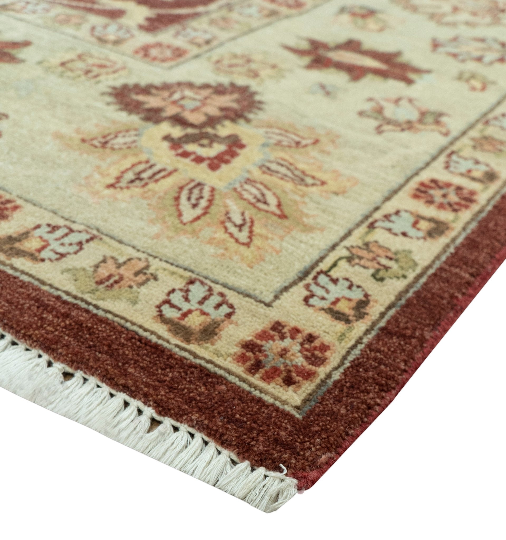 8X10 Fine Hand Knotted Rust And Gold Traditional Design Wool Rug - Nuvé