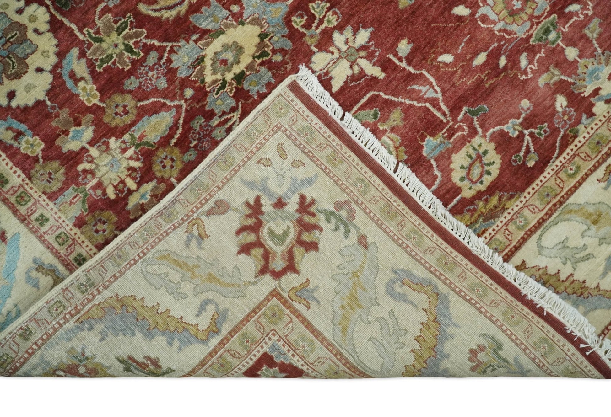 8x10 Fine Hand Knotted Rust and Ivory Traditional Vintage Persian Style Antique Wool Rug | AGR20 - Nuvé