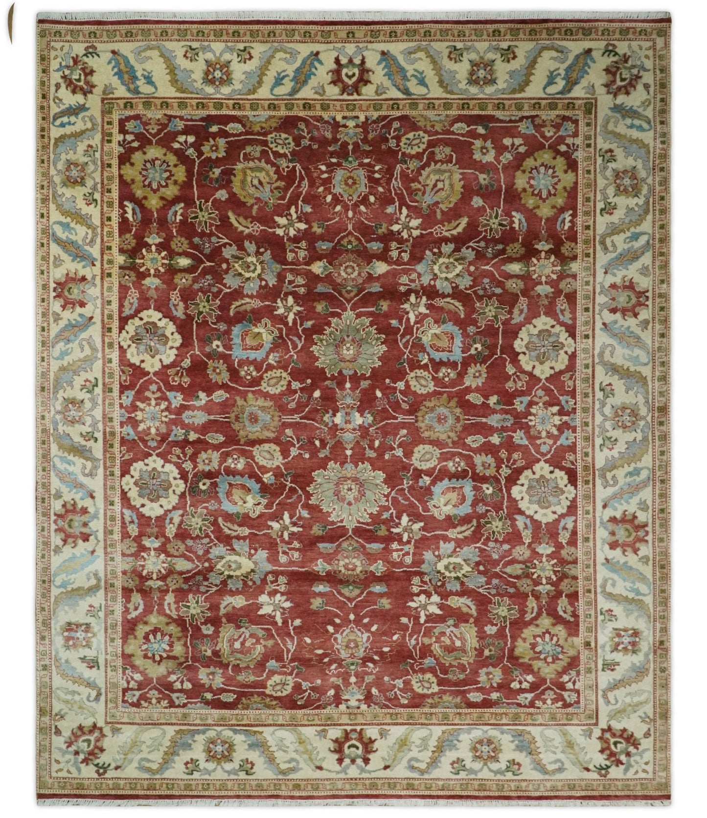 8x10 Fine Hand Knotted Rust and Ivory Traditional Vintage Persian Style Antique Wool Rug | AGR20 - Nuvé