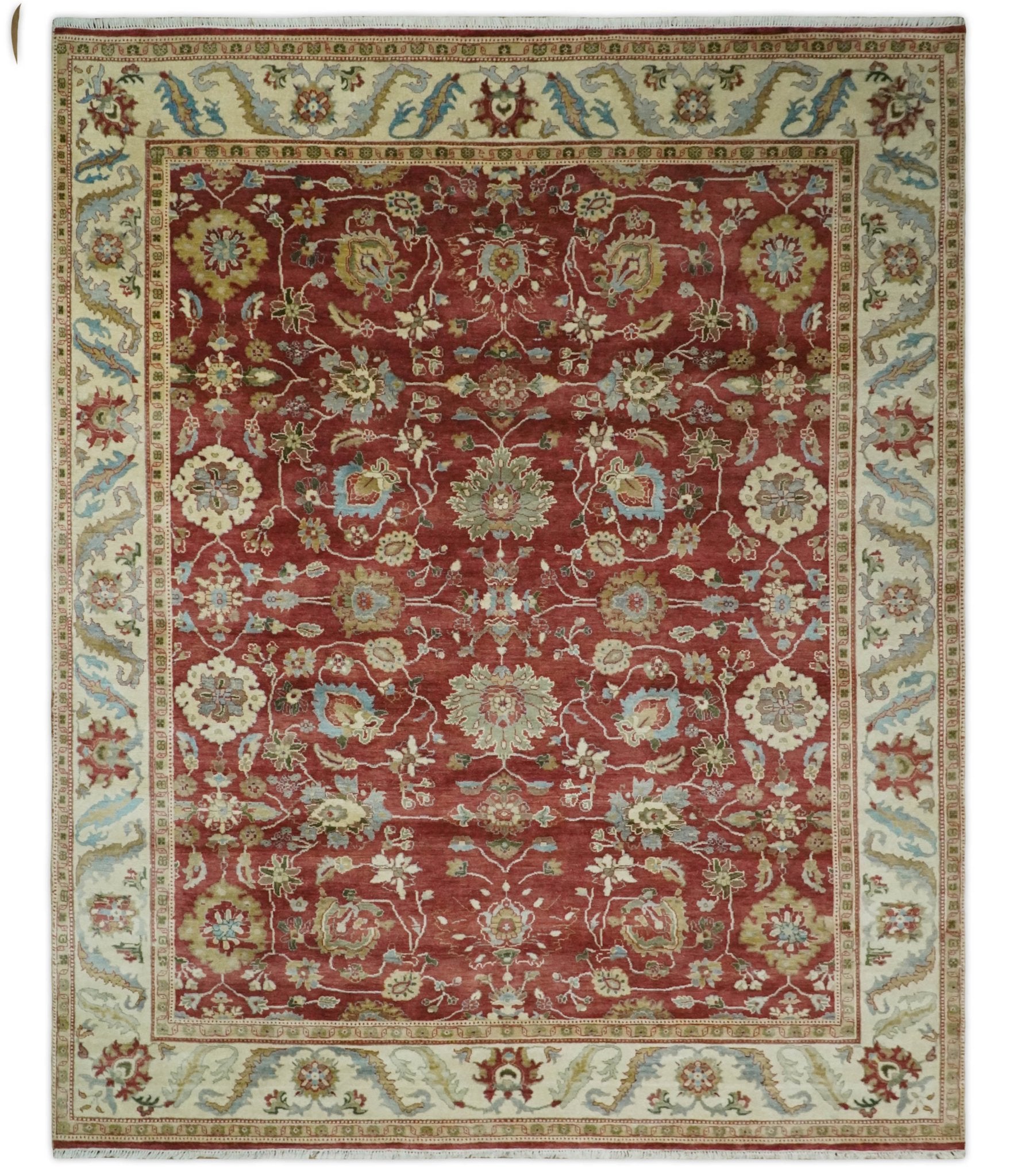 8x10 Fine Hand Knotted Rust and Ivory Traditional Vintage Persian Style Antique Wool Rug | AGR20 - Nuvé