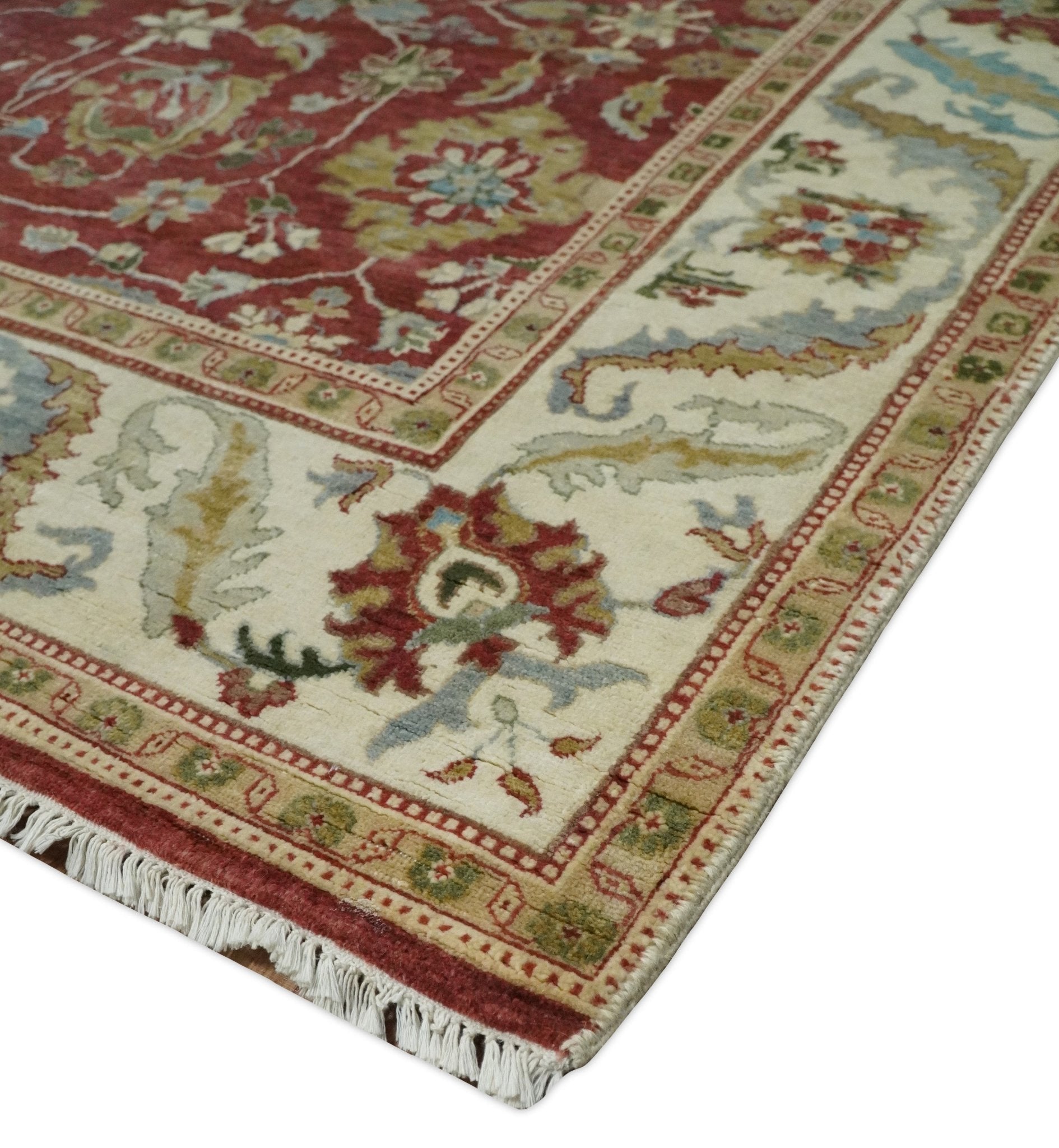 8x10 Fine Hand Knotted Rust and Ivory Traditional Vintage Persian Style Antique Wool Rug | AGR20 - Nuvé