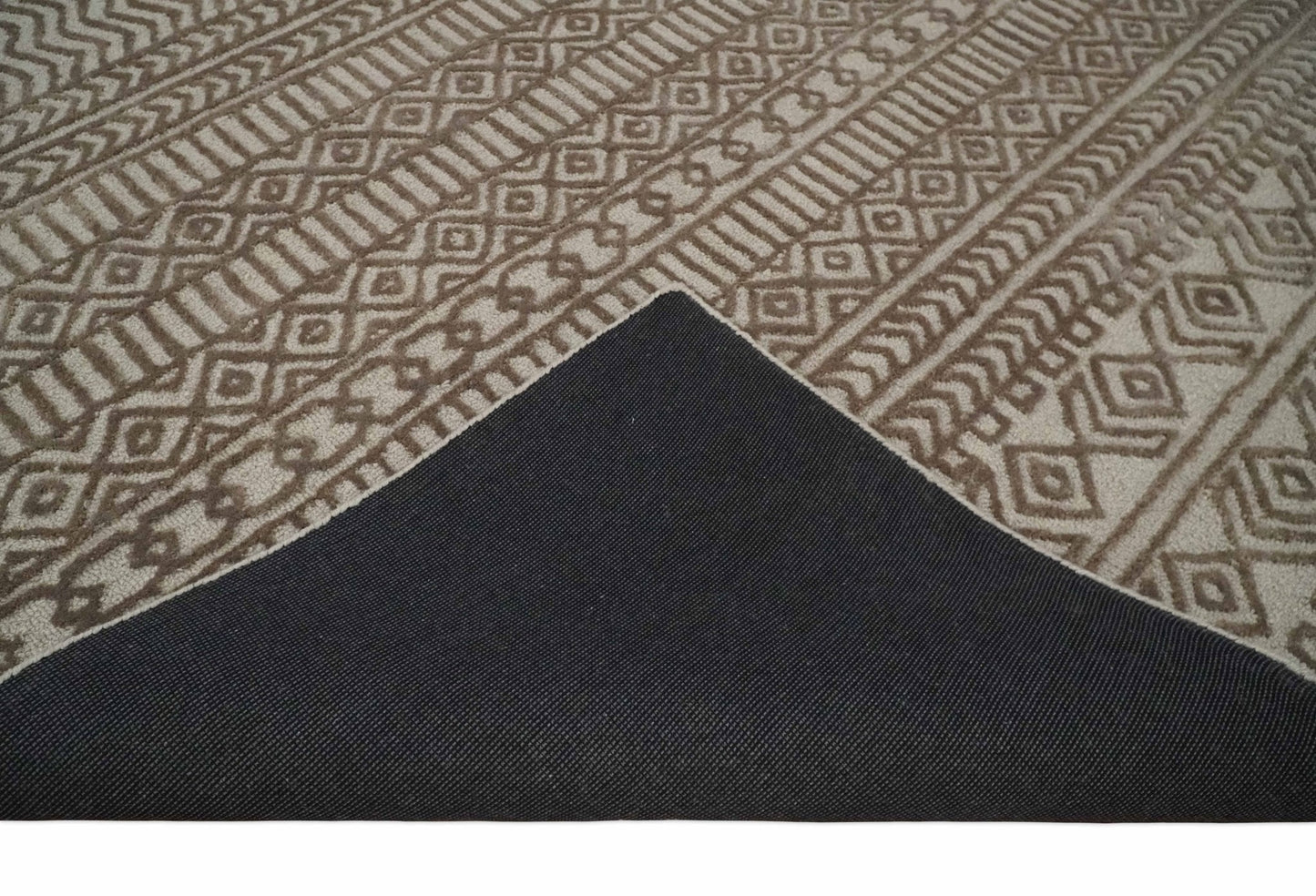 8x10 Hand Tufted Ivory and Bronze Stripes Pattern Rug Multi Size Living Room and Bedroom Rug | TRD6530810S - Nuvé