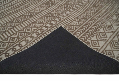 8x10 Hand Tufted Ivory and Bronze Stripes Pattern Rug Multi Size Living Room and Bedroom Rug | TRD6530810S - Nuvé