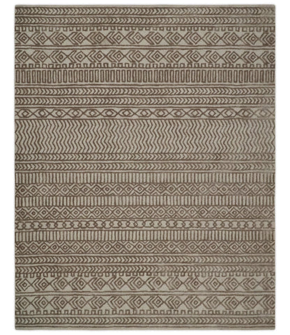 8x10 Hand Tufted Ivory and Bronze Stripes Pattern Rug Multi Size Living Room and Bedroom Rug | TRD6530810S - Nuvé