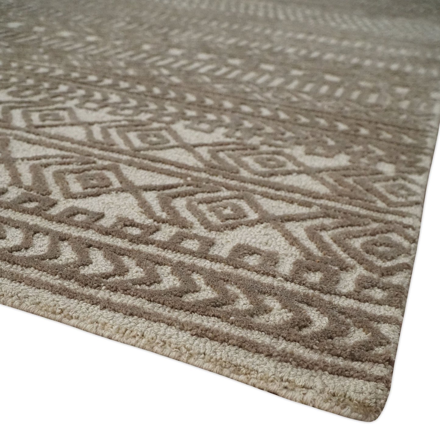 8x10 Hand Tufted Ivory and Bronze Stripes Pattern Rug Multi Size Living Room and Bedroom Rug | TRD6530810S - Nuvé