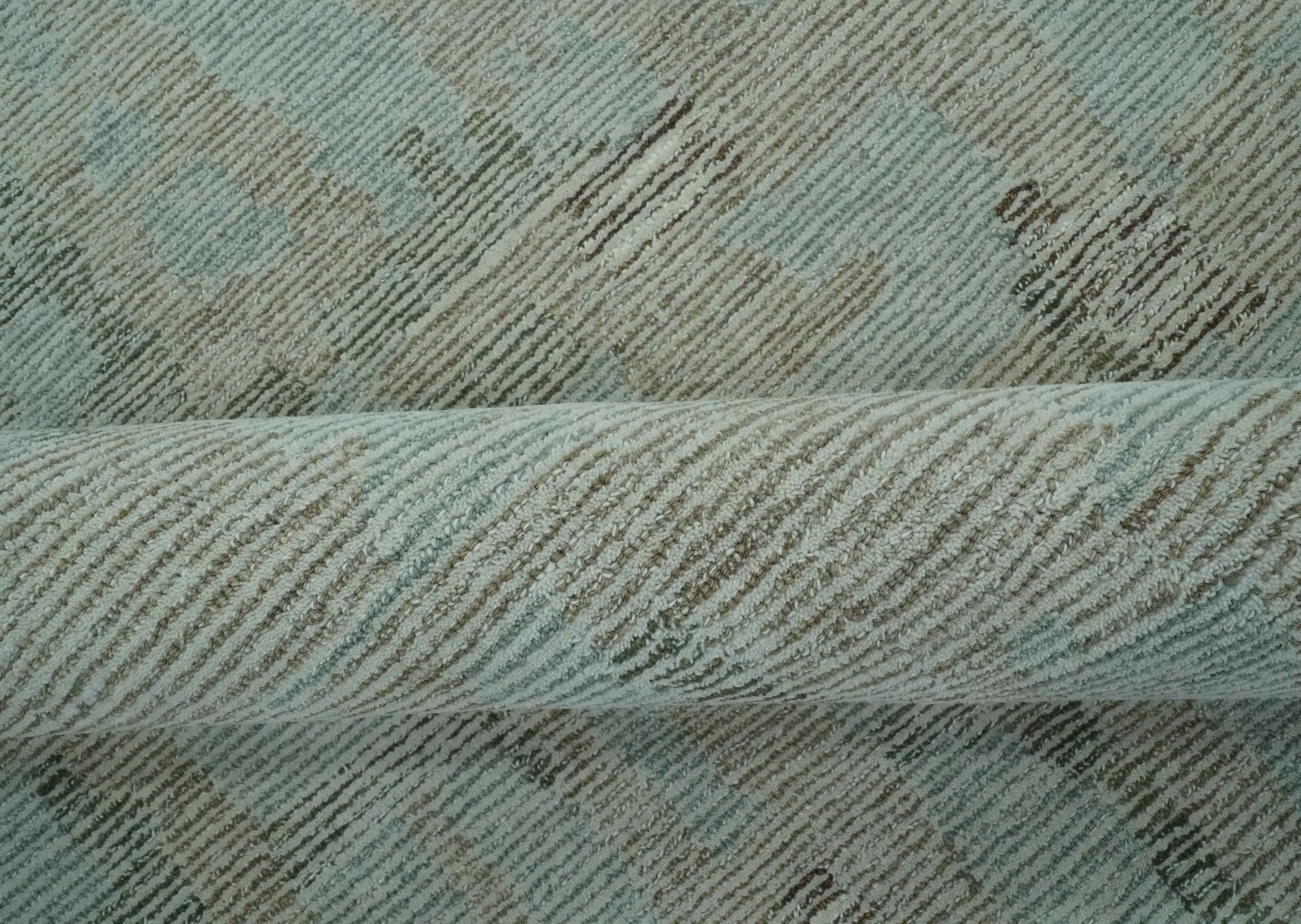 8x10 Modern Abstract Teal, Olive and Ivory Hand Tufted wool area rug - Nuvé