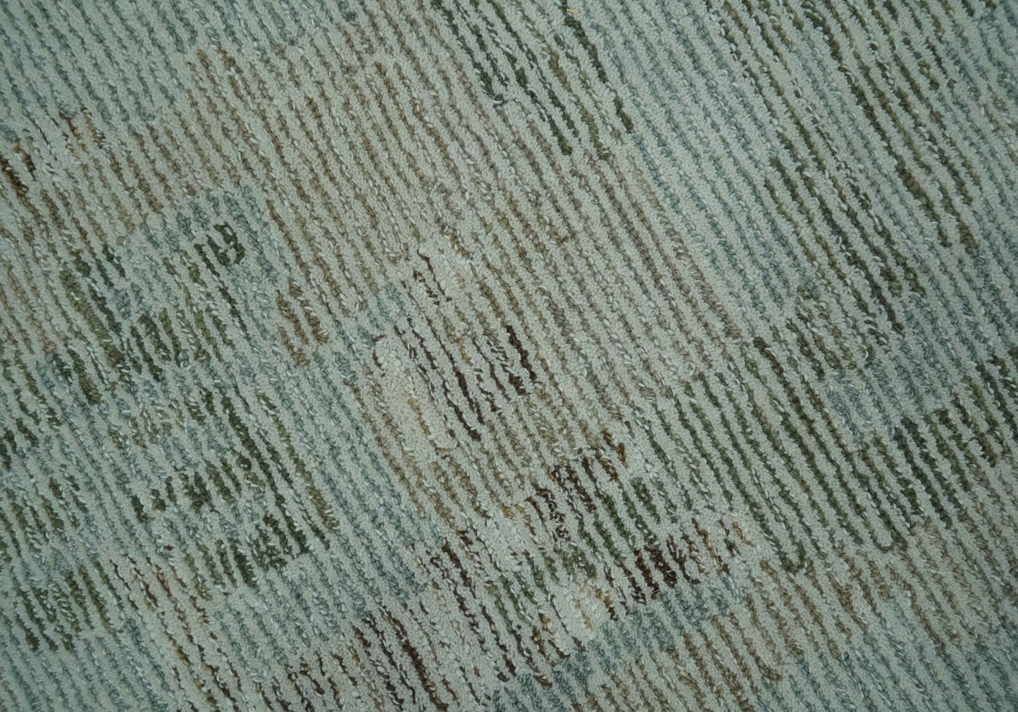 8x10 Modern Abstract Teal, Olive and Ivory Hand Tufted wool area rug - Nuvé