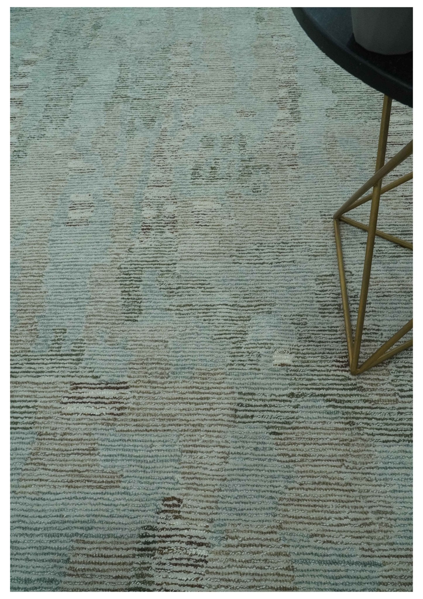 8x10 Modern Abstract Teal, Olive and Ivory Hand Tufted wool area rug - Nuvé