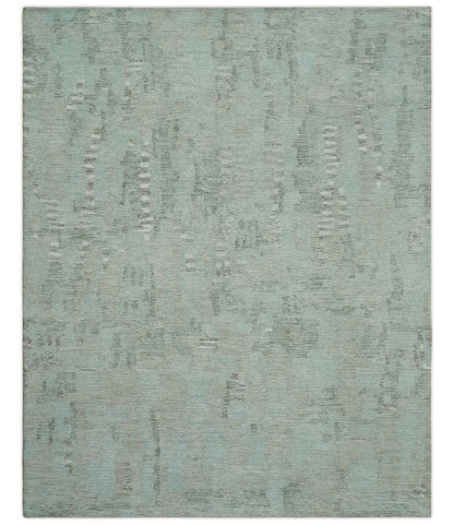 8x10 Modern Abstract Teal, Olive and Ivory Hand Tufted wool area rug - Nuvé