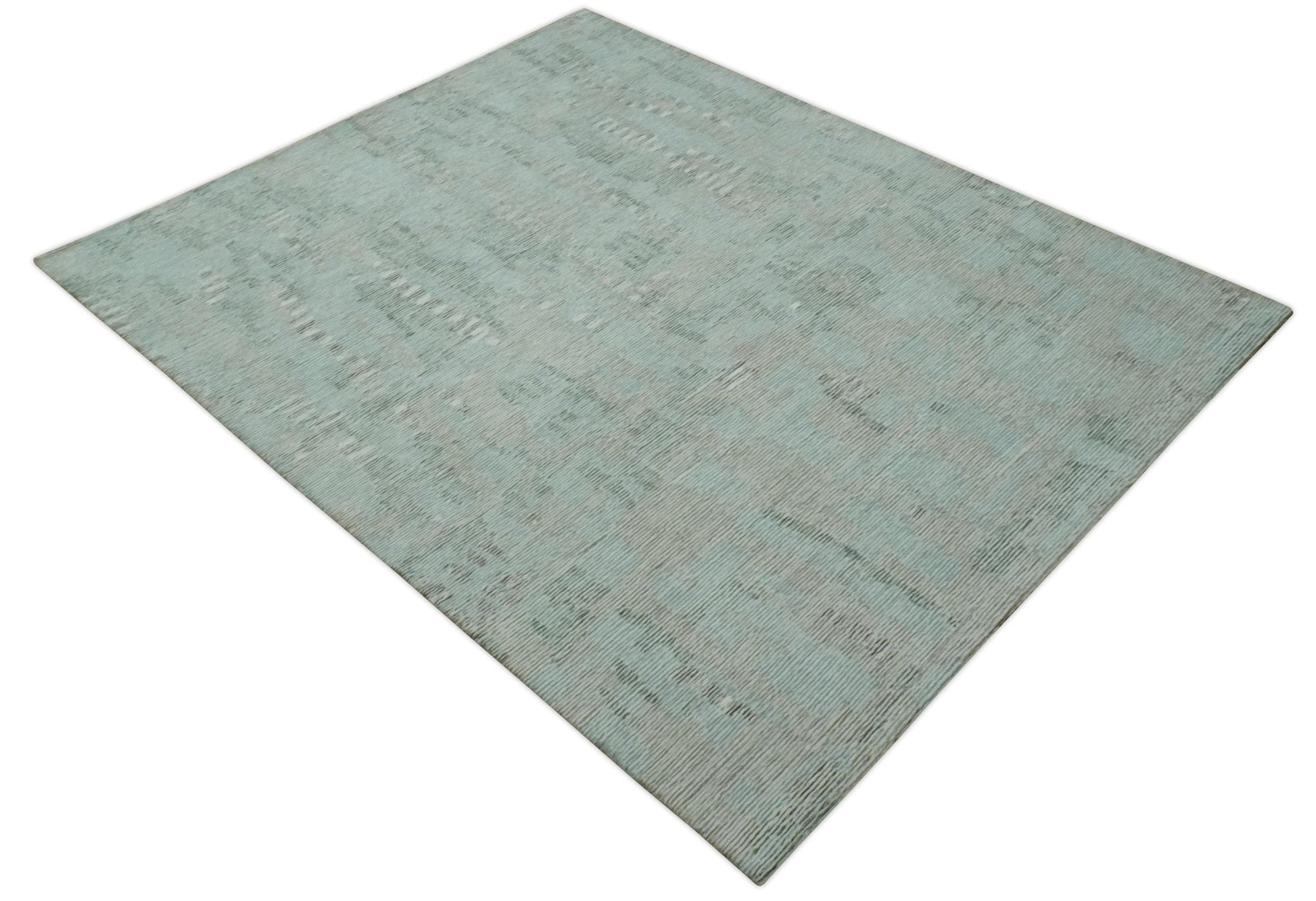 8x10 Modern Abstract Teal, Olive and Ivory Hand Tufted wool area rug - Nuvé