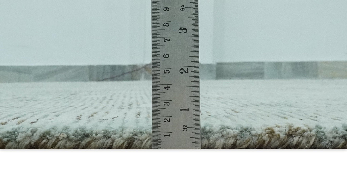 8x10 Modern Abstract Teal, Olive and Ivory Hand Tufted wool area rug - Nuvé