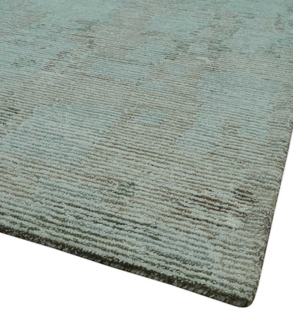 8x10 Modern Abstract Teal, Olive and Ivory Hand Tufted wool area rug - Nuvé