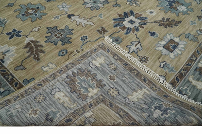 8x10 Traditional Beige and Gray Antique Style Floral Hand knotted Wool Area Rug - Nuvé