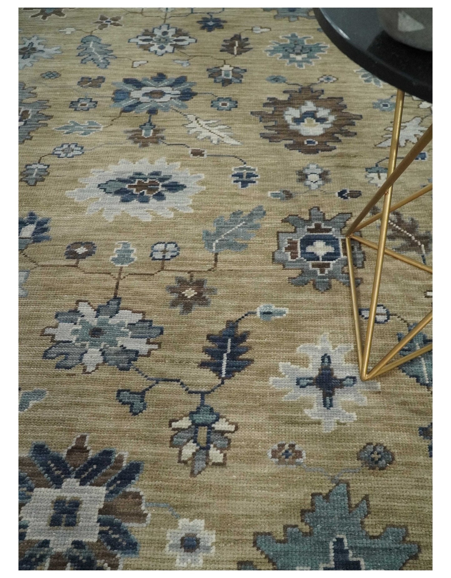 8x10 Traditional Beige and Gray Antique Style Floral Hand knotted Wool Area Rug - Nuvé