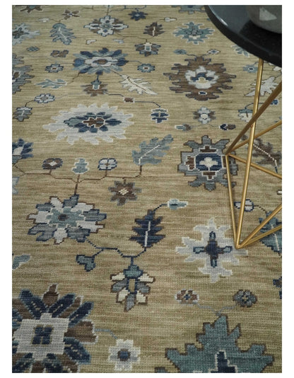 8x10 Traditional Beige and Gray Antique Style Floral Hand knotted Wool Area Rug - Nuvé