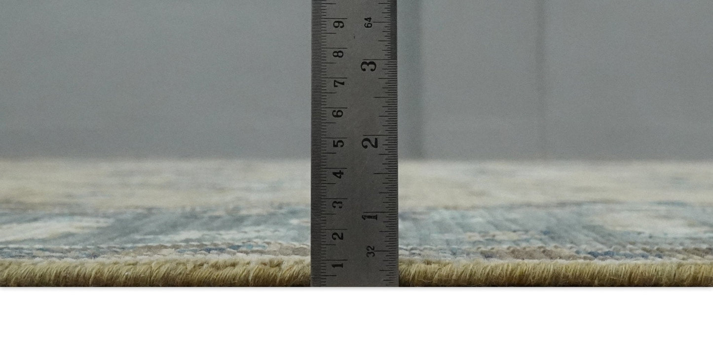 8x10 Traditional Beige and Gray Antique Style Floral Hand knotted Wool Area Rug - Nuvé