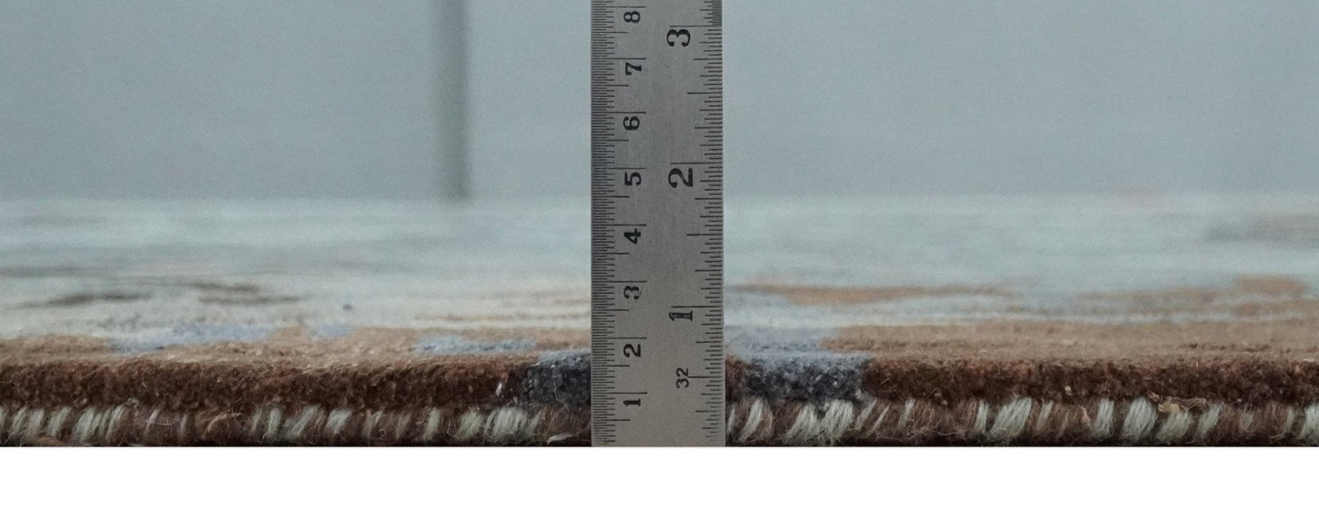 8x11 Gray, Silver and Brown Modern Abstract Hand Tufted wool and Art silk Area Rug - Nuvé