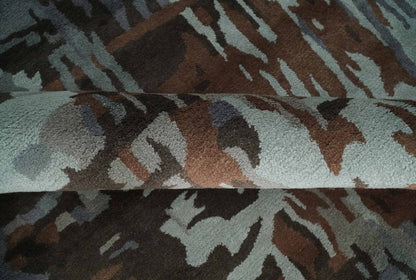 8x11 Gray, Silver and Brown Modern Abstract Hand Tufted wool and Art silk Area Rug - Nuvé