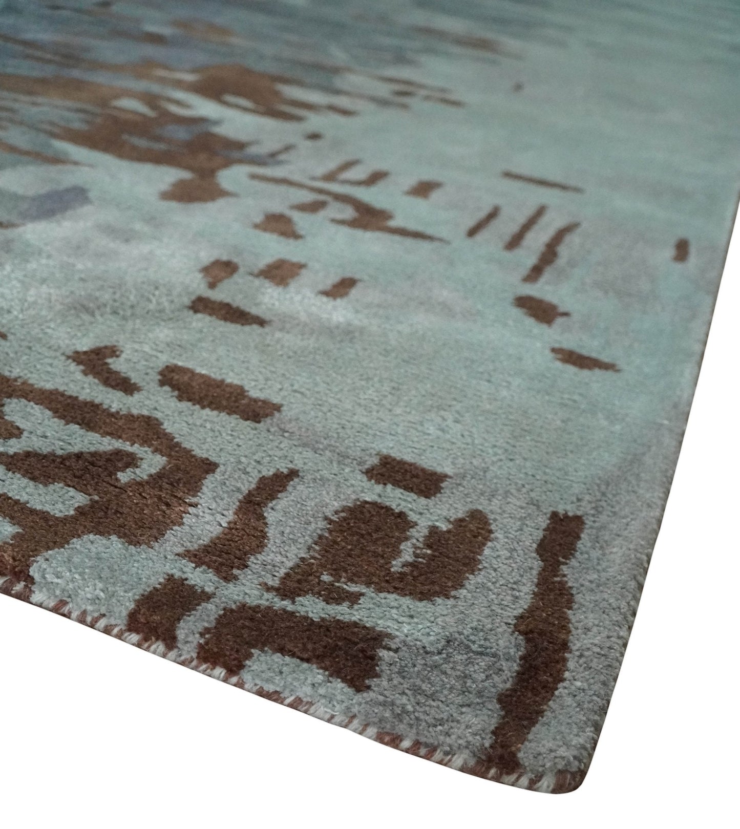 8x11 Gray, Silver and Brown Modern Abstract Hand Tufted wool and Art silk Area Rug - Nuvé