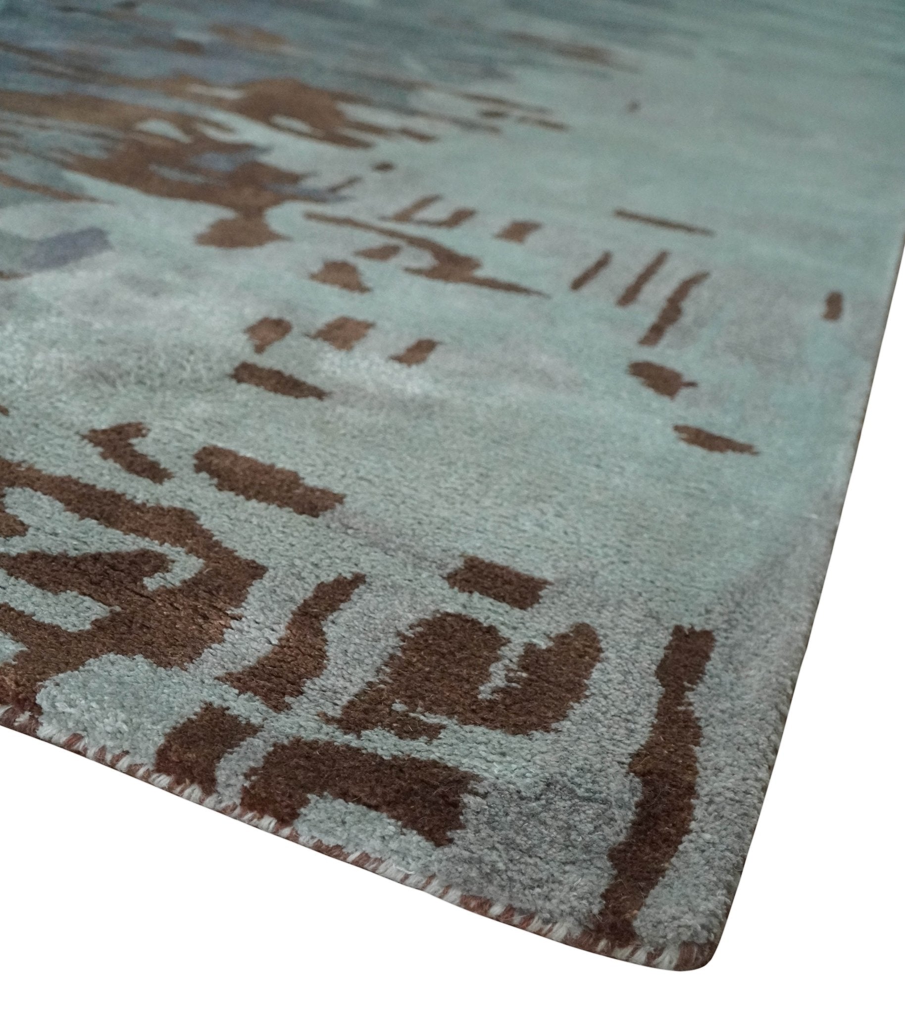 8x11 Gray, Silver and Brown Modern Abstract Hand Tufted wool and Art silk Area Rug - Nuvé