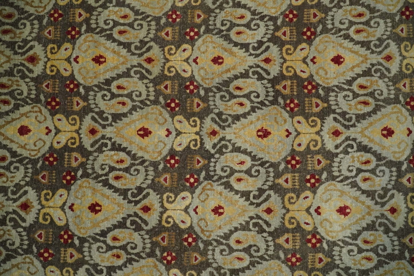 8x8 Round Fine Hand Knotted Brown and Beige Traditional Vintage Persian Style Antique Wool Rug | AGR48 - Nuvé