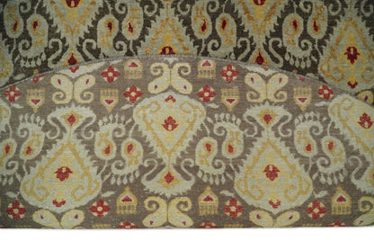 8x8 Round Fine Hand Knotted Brown and Beige Traditional Vintage Persian Style Antique Wool Rug | AGR48 - Nuvé