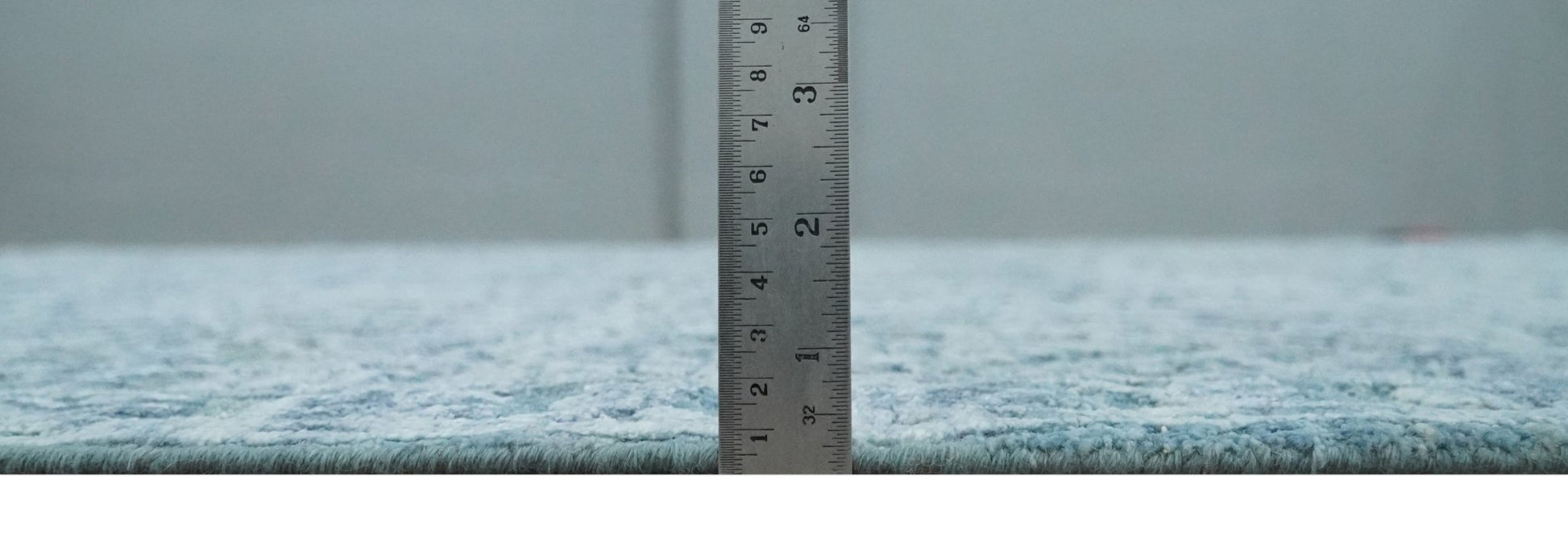 8x9.7 Blue Antique Style, Distressed Finish Hand Carved Traditional Medalian Hand Knotted Wool and Silk Rug - Nuvé