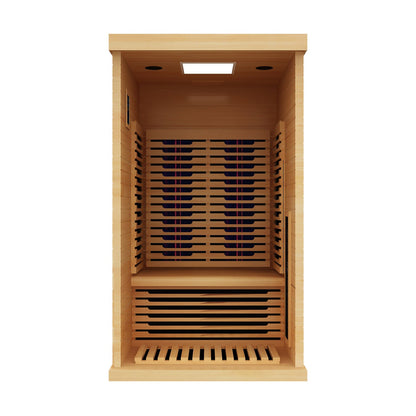 Peak Saunas Shasta 1-Person Full Spectrum Infrared Sauna with XL Medical-Grade Red Light Therapy & Smart WiFi App Control - Nuvé