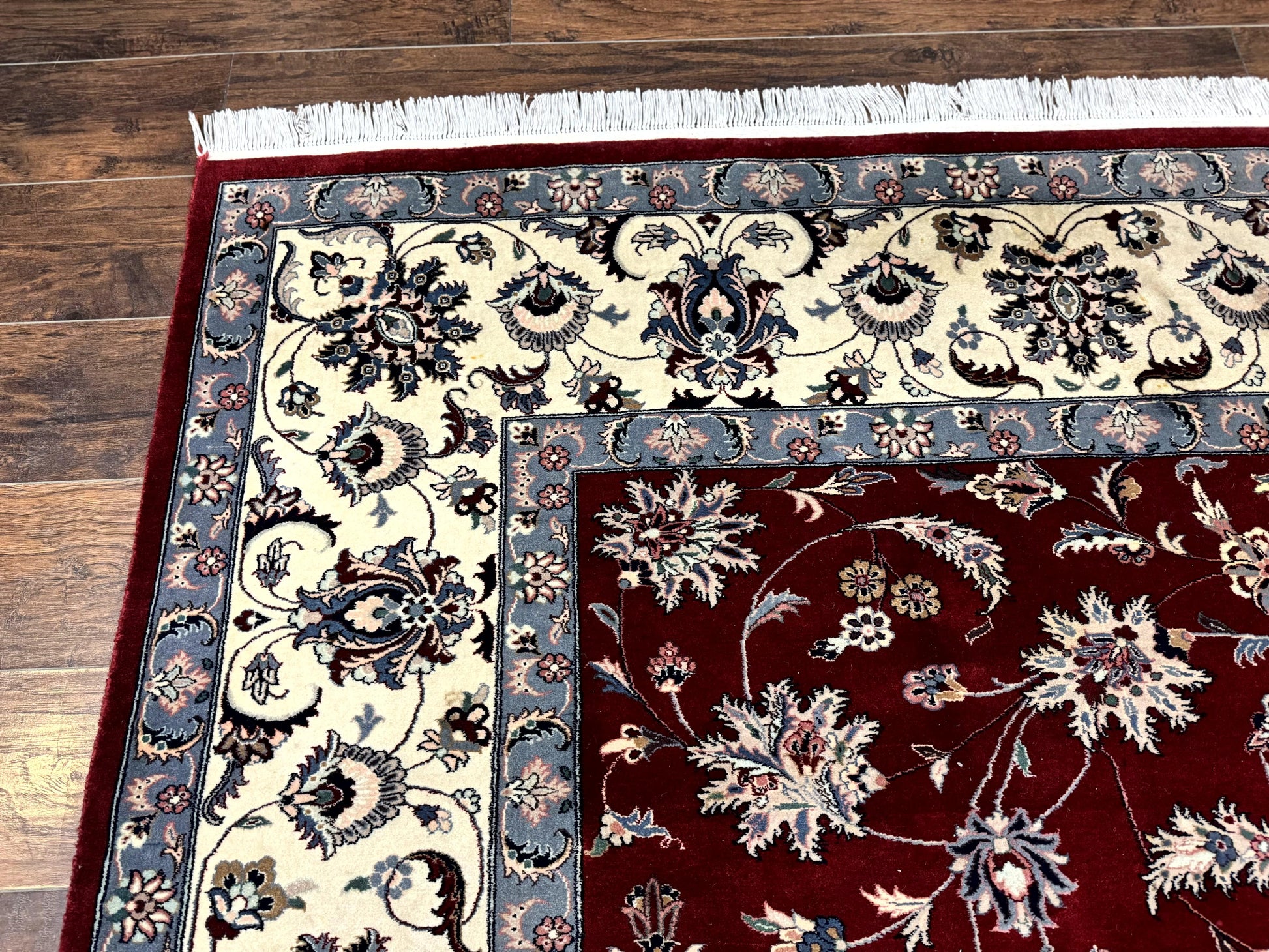 Pak Persian Rug 9x12, Maroon and Ivory, Wool Handmade Vintage - Nuvé