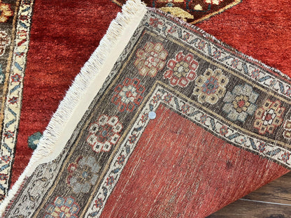 Antique Persian Bidjar Rug 4x8, Triple Medallions, Handmade Oriental Carpet, 1920s Rug, Wool Rug, Red - Nuvé