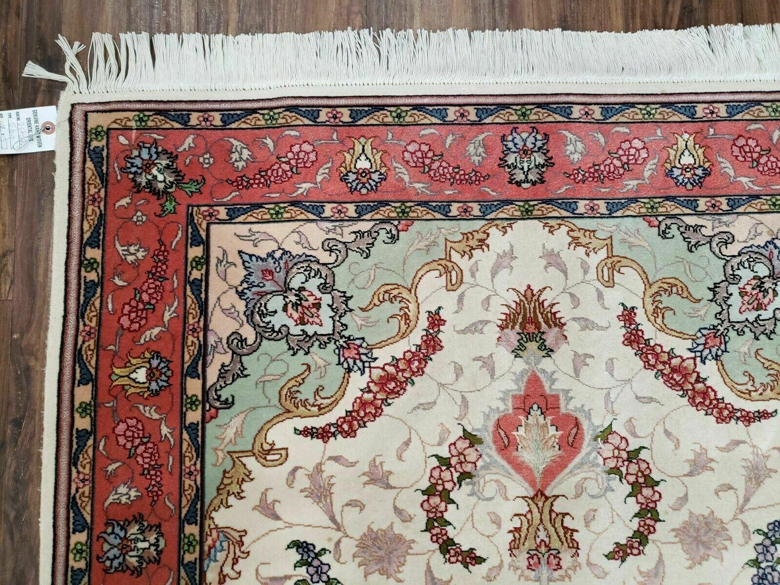 3' 4" X 5' Vintage Handmade Ultra Fine Floral Oriental Turkish Rug Carpet Wow - Nuvé