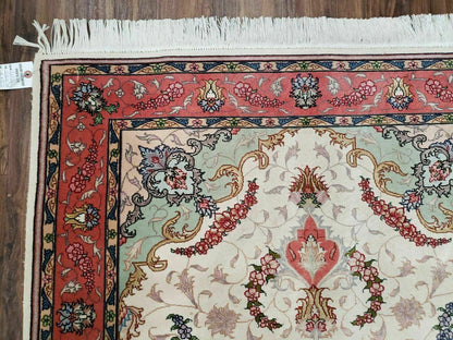 3' 4" X 5' Vintage Handmade Ultra Fine Floral Oriental Turkish Rug Carpet Wow - Nuvé