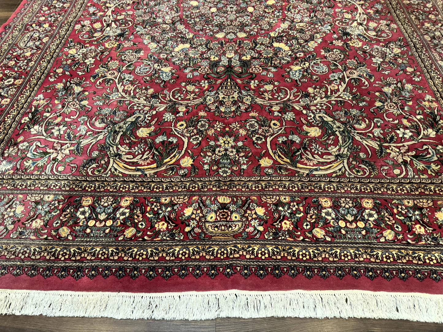 Sino Persian Rug 9x12, Fine 290 KPSI, Rose-Red, Floral Allover - Nuvé