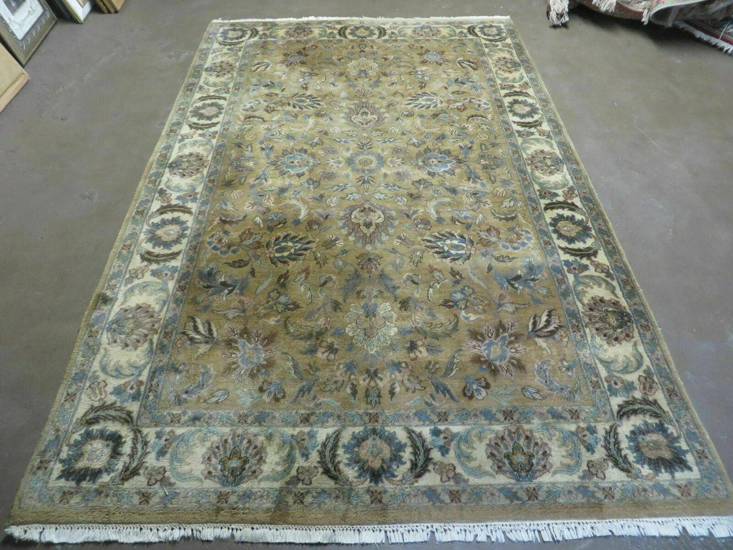 5' 6" X 9' Vintage Handmade Jaipur Indian Floral Oriental Wool Rug Veg Dyes - Nuvé
