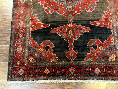 Antique Persian Tribal Rug 5x7, Geometric Wool Carpet, Kurdish Senneh Rug - Nuvé