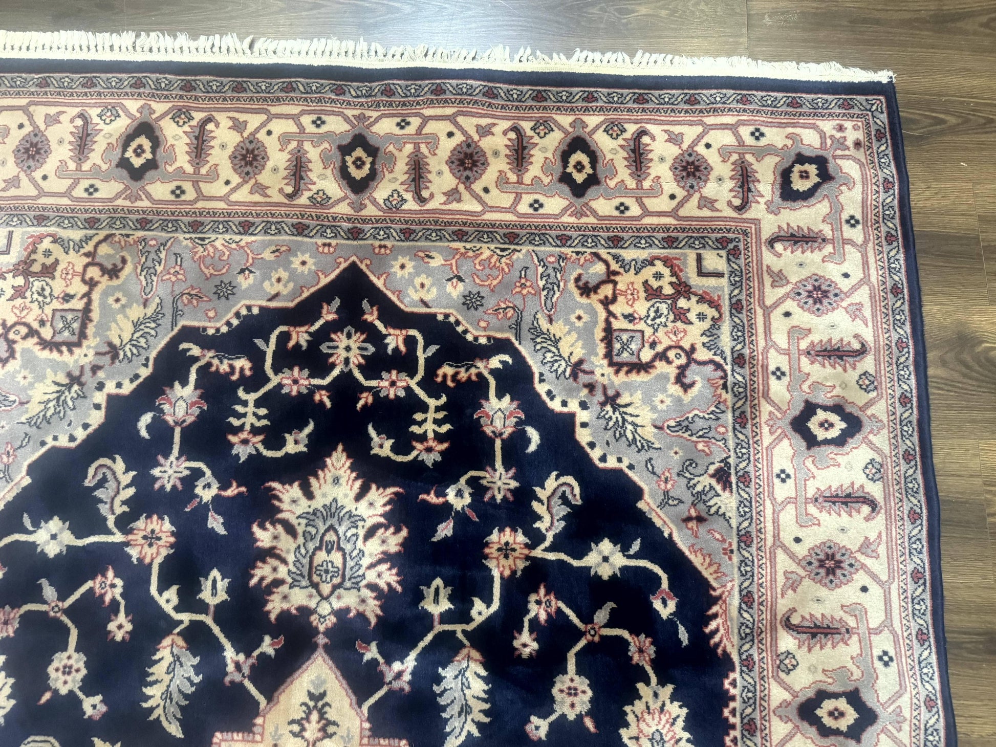 Karastan Rug Navy Serapi, Kara Shah Rug, Navy Blue, 5.6 x 8.6, Vintage Karastan Area Rug, Wool Pile Karastan Rug - Nuvé