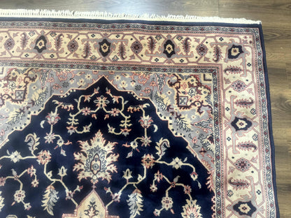 Karastan Rug Navy Serapi, Kara Shah Rug, Navy Blue, 5.6 x 8.6, Vintage Karastan Area Rug, Wool Pile Karastan Rug - Nuvé