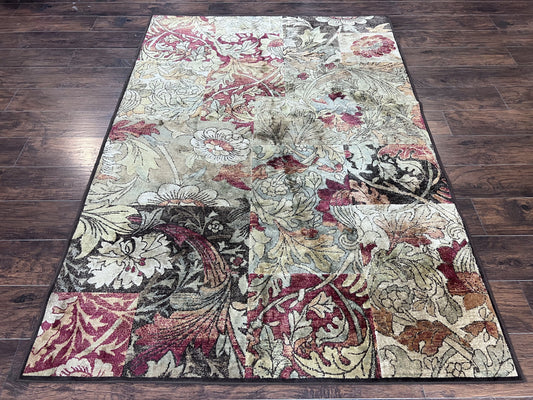 Modern Abstract Area Rug 5x7, Floral Design, Contemporary Carpet 5 x 7, Multicolor - Nuvé
