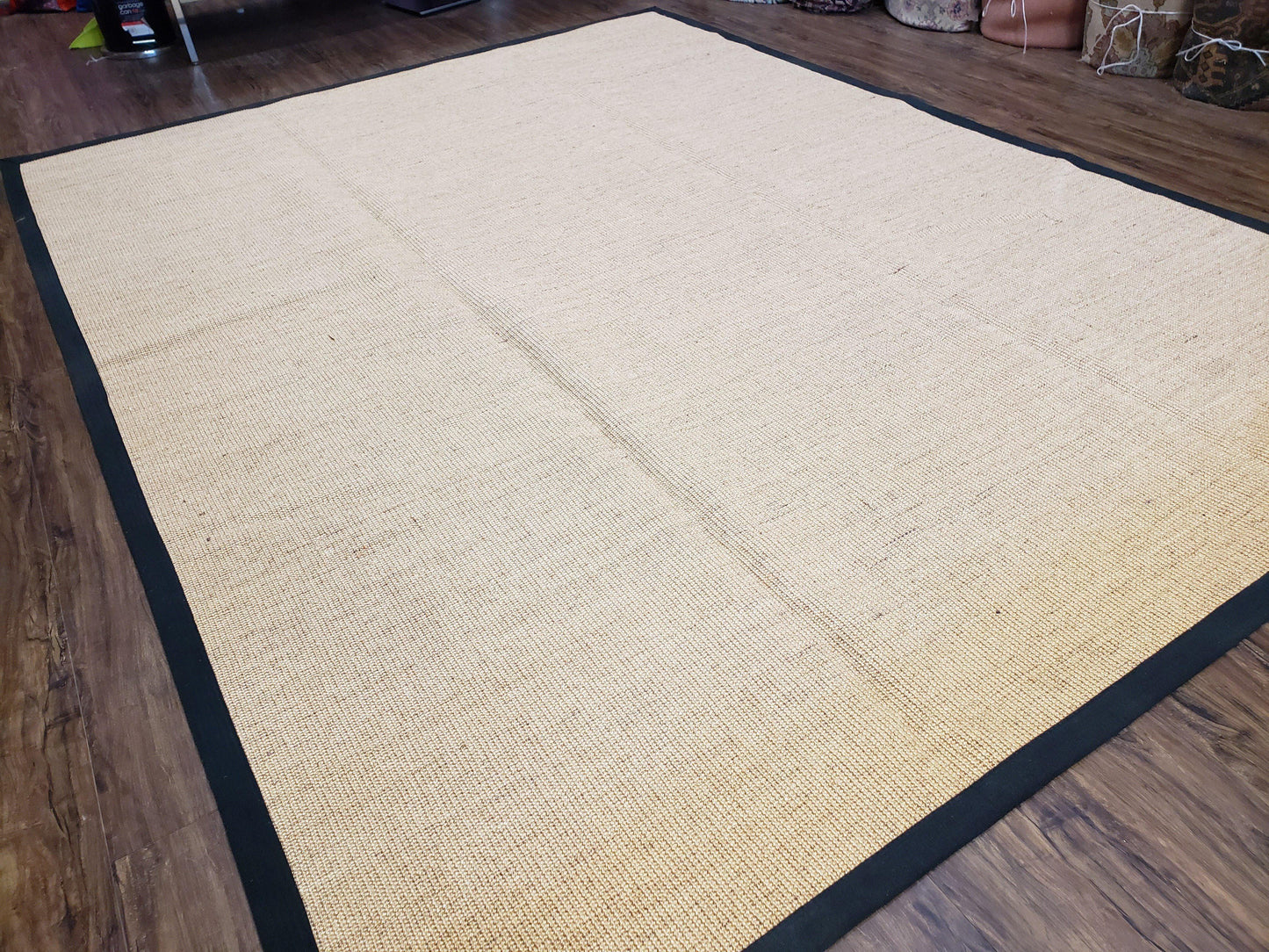 Jute Rug 8x10, Natural Jute Fiber Area Rug, Natural Sisal Area Rug with Black Border, 8x10 Carpet, Solid Jute Rug 8 x 10, Farmhouse Rug - Nuvé