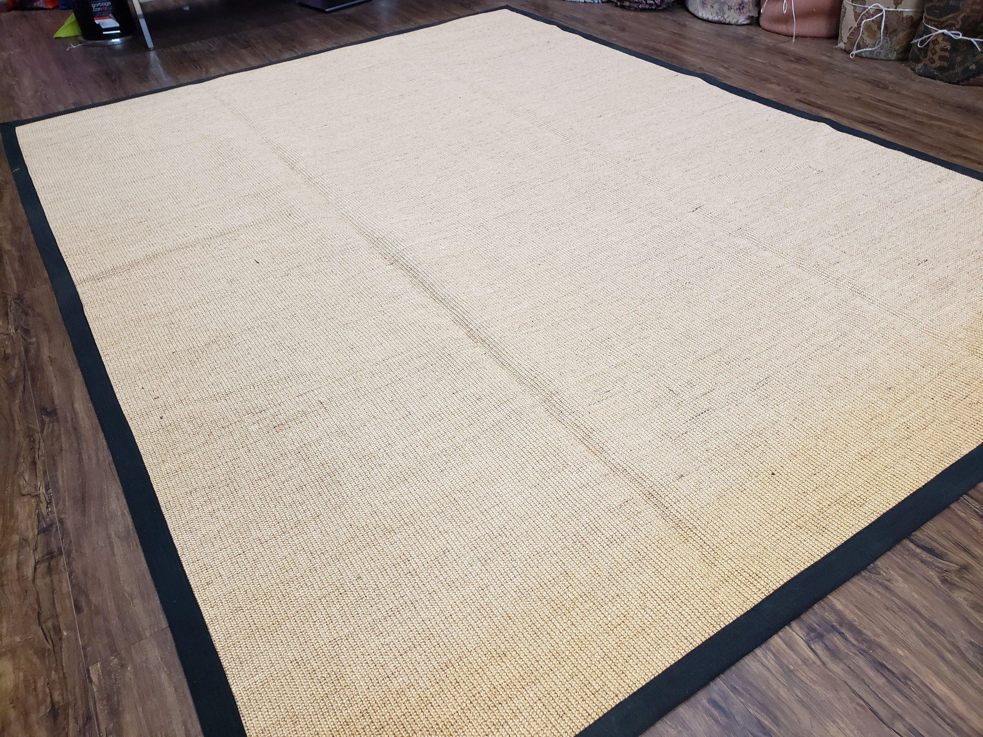 Jute Rug 8x10, Natural Jute Fiber Area Rug, Natural Sisal Area Rug with Black Border, 8x10 Carpet, Solid Jute Rug 8 x 10, Farmhouse Rug - Nuvé