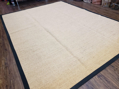 Jute Rug 8x10, Natural Jute Fiber Area Rug, Natural Sisal Area Rug with Black Border, 8x10 Carpet, Solid Jute Rug 8 x 10, Farmhouse Rug - Nuvé