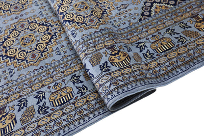 Hand-Knotted Zerkhaki Afghan Wool Area Rug – 6'11" x 10'3" | Elegant Grey-Toned Design - Nuvé