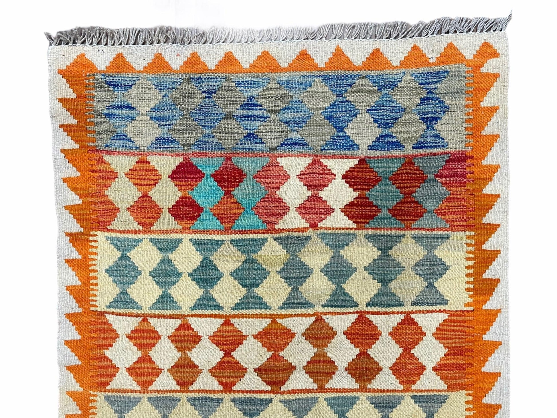 Small Chobi Kilim Rug 3x4 Colorful Diamond Kilim Small Turkish Multicolor Kilim with Diamond Pattern Wool Flatweave Nice - Nuvé