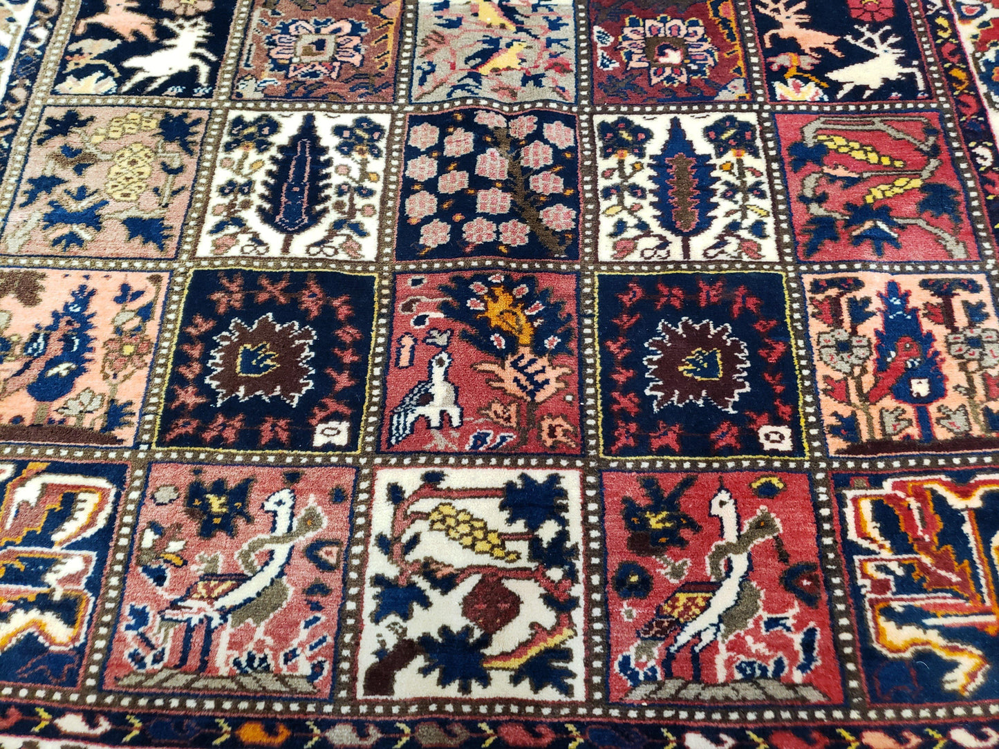 Antique Persian Bakhtiari Rug circa 1920s, Kheshti Panel Design, Wool, Hand-Knotted, 5'3" x 10' - Nuvé