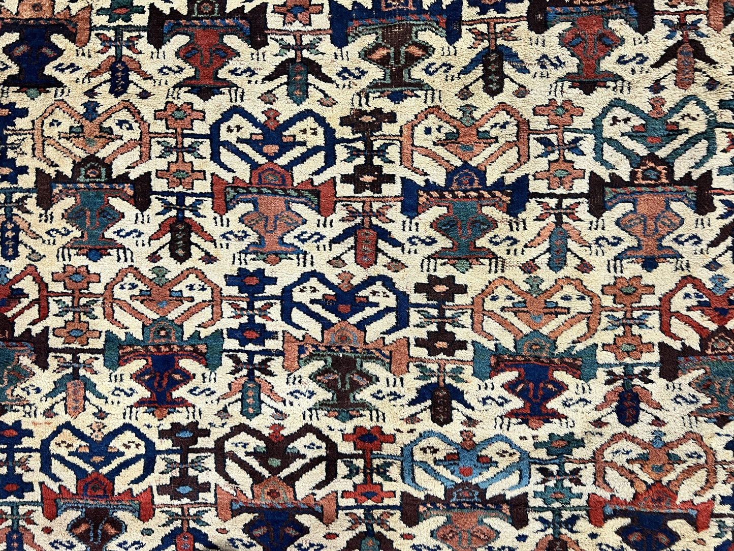 Persian Afshar Rug 5x6, Allover Repeated Motif, Wool Tribal Carpet, Handmade Semi Antique Rug - Nuvé