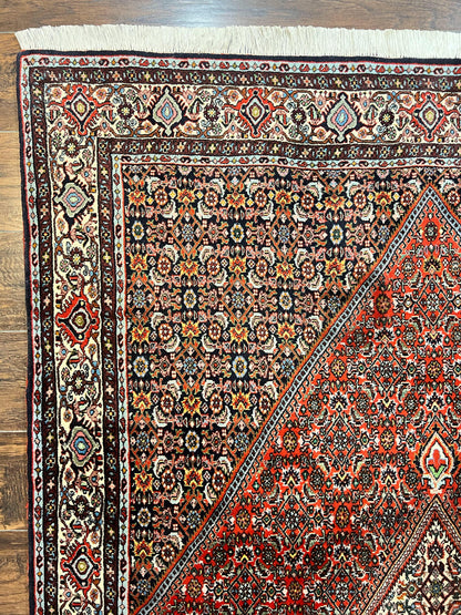 Persian Bidjar Rug 5x10, Wool Hand Knotted Vintage Carpet, Highly Detailed, Mahi Herati Pattern, 5 x 10 Oriental Rug - Nuvé