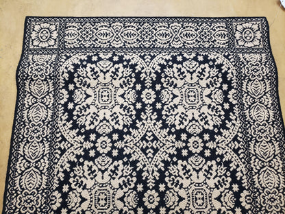 4x6 Power-Loomed Rug Dark Navy Blue & Ivory Oriental Carpet Nice - Nuvé