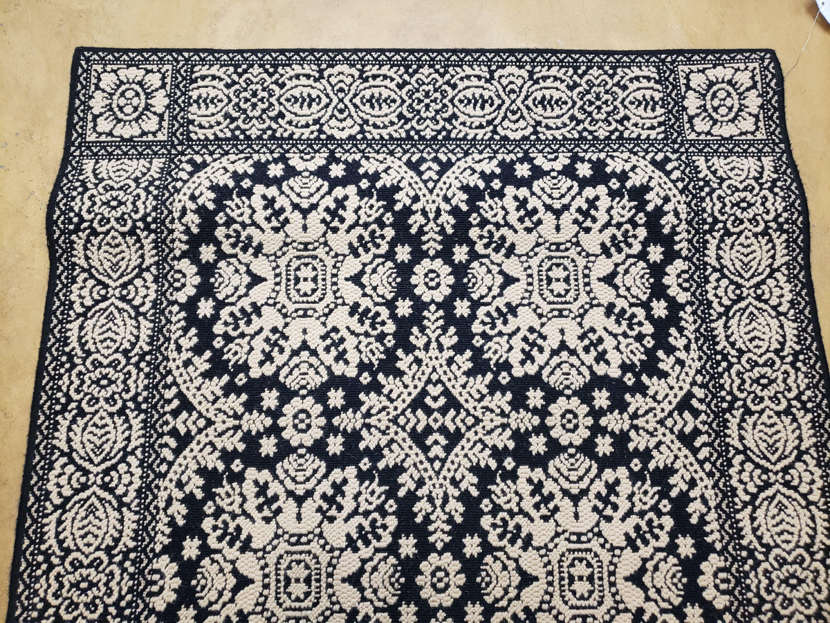 4x6 Power-Loomed Rug Dark Navy Blue & Ivory Oriental Carpet Nice