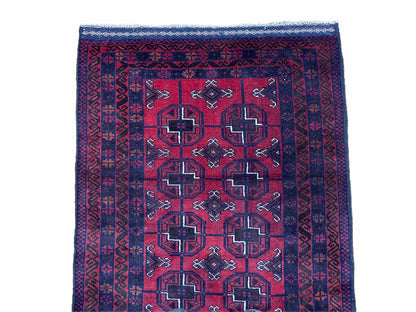 3 X 5 Vintage Handmade Tribal Wool Rug Balouchi Rug Afghan Rug Red Beige Nice - Nuvé