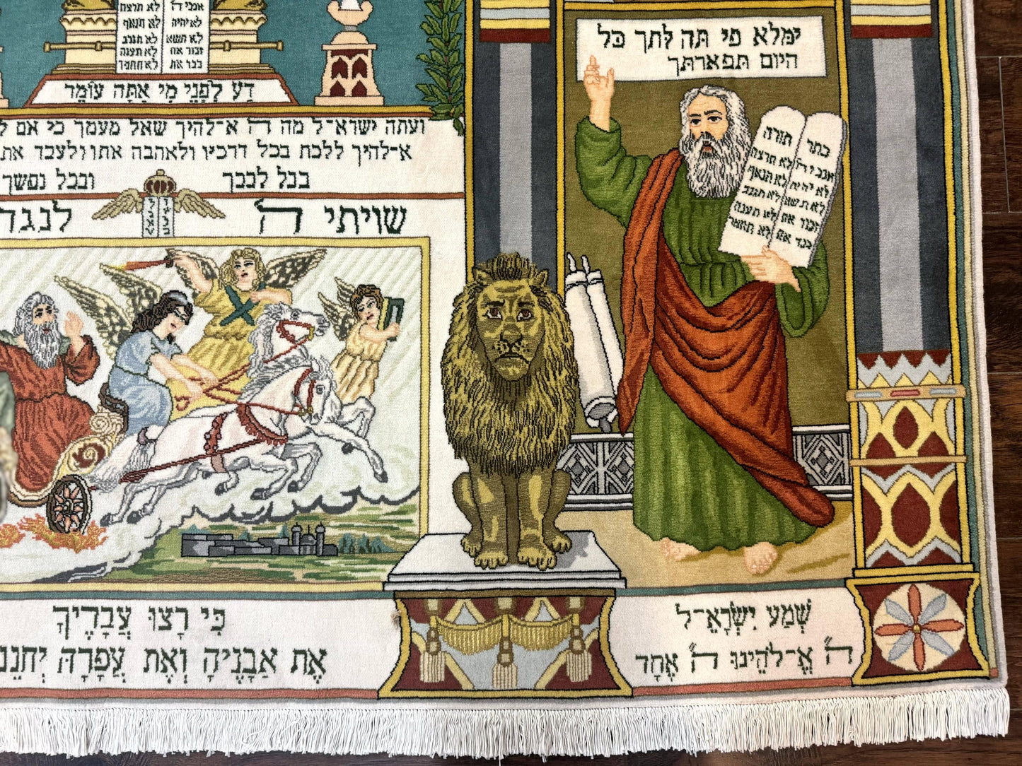 Persian Tabriz Jewish Pictorial Rug  - Biblical Scenes, Kork Wool - Nuvé
